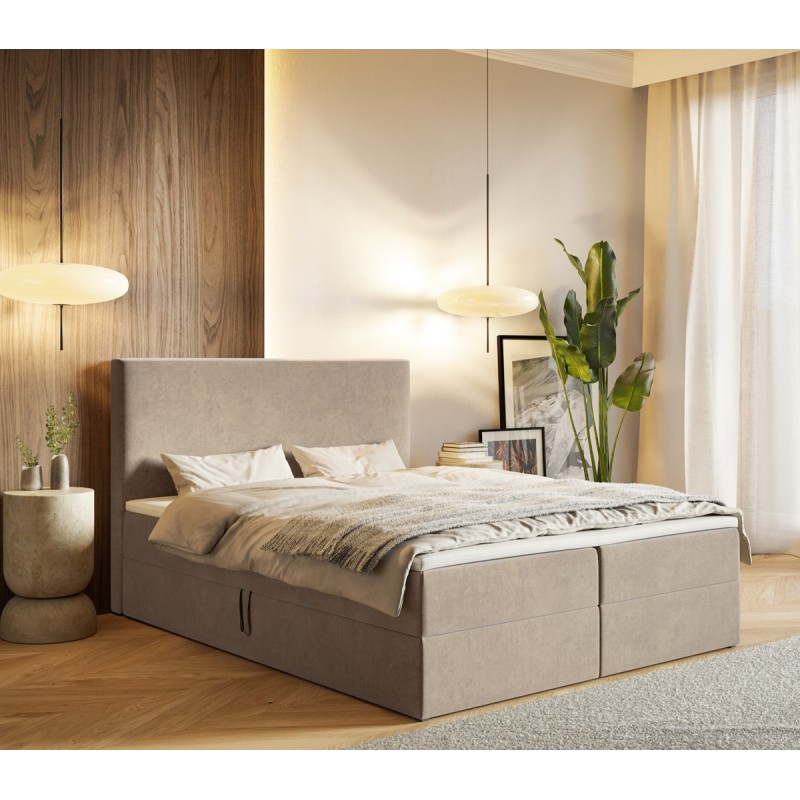 Łóżko kontynentalne G2 do sypialni z pojemnikiem i materacem