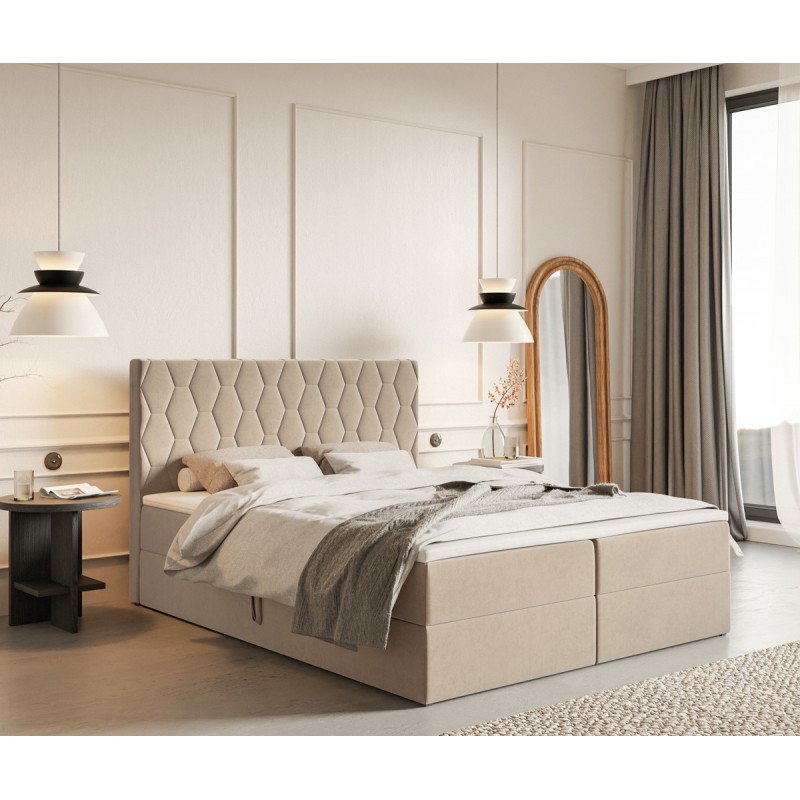 Łóżko kontynentalne G8 do sypialni z pojemnikiem i materacem