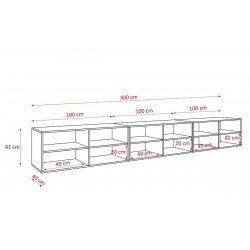 Szafka RTV NOELI 300 otwarta z frontami ryflowanymi do salonu - Zdjęcie 5
