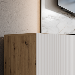 Szafka RTV NOELI 300 otwarta z frontami ryflowanymi do salonu - Zdjęcie 4