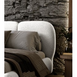 ROZA Łóżko tapicerowane z pojemnikiem na pościel w tkaninie boucle - Zdjęcie 3