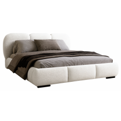 ROZA Łóżko tapicerowane z pojemnikiem na pościel w tkaninie boucle - Zdjęcie 2