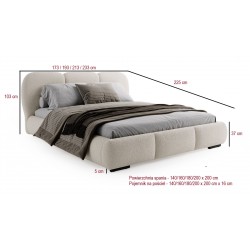 ROZA Łóżko tapicerowane z pojemnikiem na pościel w tkaninie boucle - Zdjęcie 6