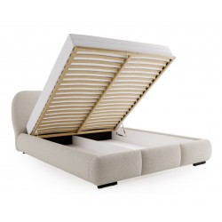 ROZA Łóżko tapicerowane z pojemnikiem na pościel w tkaninie boucle - Zdjęcie 5