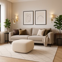 LIO Pufa obita tkaniną Abriamo na niskich czarnych nóżkach - Zdjęcie 5