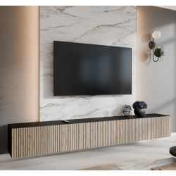 Szafka RTV CORAL 300 cm z lamelami zamknięta pod telewizor - Zdjęcie 2