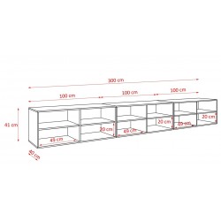 Szafka RTV IGO 300 cm, otwarta z półkami do salonu, jodełka - Zdjęcie 6