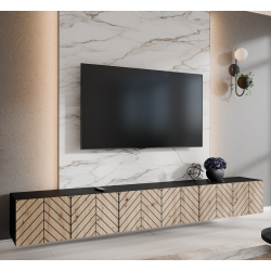 Szafka RTV IGO 300 cm zamknięta pod telewizor, wzór jodełka - Zdjęcie 2
