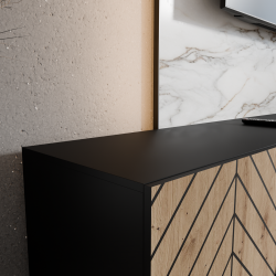 Szafka RTV IGO 300 cm zamknięta pod telewizor, wzór jodełka - Zdjęcie 5