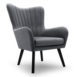 TEDI Fotel uszak na drewnianych, wysokich nożach tapicerowany tkaniną Velluto