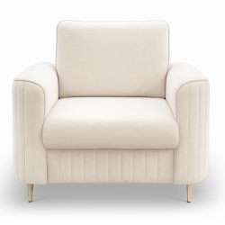 LOREN Fotel wypoczynkowy do salonu z pikowaniami na złotych nóżkach