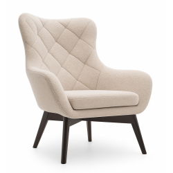 LISA CARO Wygodny Fotel na drewnianych nogach z pikowanym oparciem