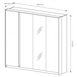 DASTIN Pojemna Szafa 220 beżowa z lustrem na drzwiach - Zdjęcie 7
