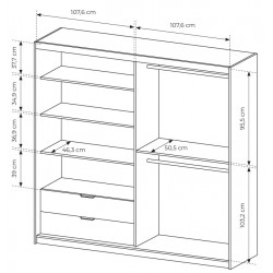 ALLI Szafa 220 z lustrem i lamelami - Zdjęcie 5