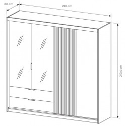 ALLI Szafa 220 z lustrem i lamelami - Zdjęcie 6