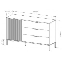 ALLI Komoda 138 z lamelami na wysokich czarnych nóżkach - Zdjęcie 8