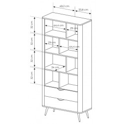 ERIS Regał częściowo zamknięty z szufladami i półkami na metalowych nóżkach - Zdjęcie 9