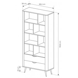 ERIS Regał częściowo zamknięty z szufladami i półkami na metalowych nóżkach - Zdjęcie 10