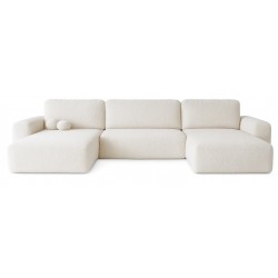 ILO Nowoczesny Narożnik w kształcie U z pojemnikiem na pościel i funkcja spania Boucle - Zdjęcie 2