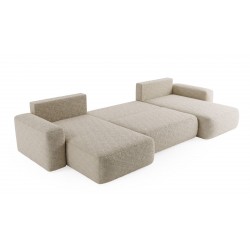 ILO Nowoczesny Narożnik w kształcie U z pojemnikiem na pościel i funkcja spania Boucle - Zdjęcie 5