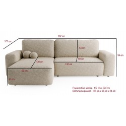 ILO Nowoczesny Narożnik L z funkcją spania i pojemnikiem na pościel tkanina Boucle - Zdjęcie 5