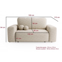 ILO Wygodna Kanapa z pojemnikiem na pościel tkanina Boucle - Zdjęcie 3