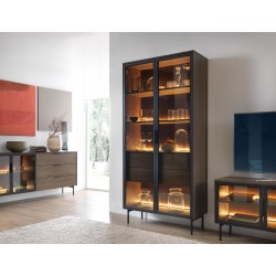 LUMIN Witryna Wysoka 2D2S+LED do salonu Dąb Dunin - Zdjęcie 5