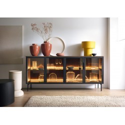 LUMIN Komoda przeszklona 4D + LED, podświetlana Dąb Dunin - Zdjęcie 2