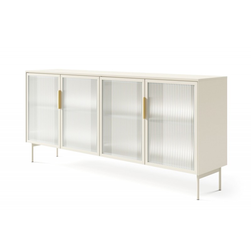 LUMIN Komoda przeszklona, podświetlana Kaszmirowa 4D + LED