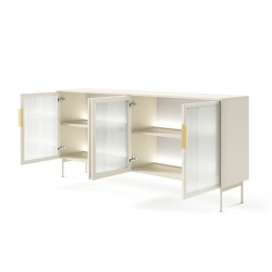 LUMIN Komoda przeszklona, podświetlana Kaszmirowa 4D + LED - Zdjęcie 4