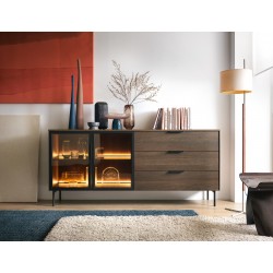 LUMIN Komoda do salonu  2D3S + LED w kolorze Dąb Dunin półki + szuflady - Zdjęcie 2