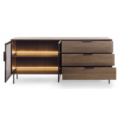 LUMIN Komoda do salonu  2D3S + LED w kolorze Dąb Dunin półki + szuflady - Zdjęcie 4