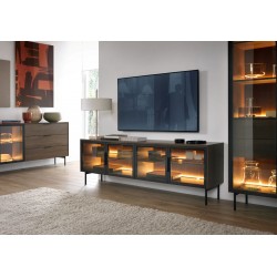 LUMIN Szafka RTV 4D + LED do salonu w kolorze Dąb Dunin - Zdjęcie 2