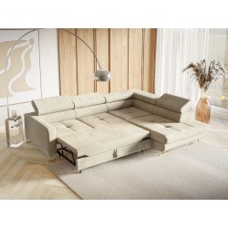 MERY Narożnik rozkładany z regulowanymi zagłówkami na szerokich nóżkach - Zdjęcie 2