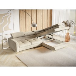 MERY Narożnik rozkładany z regulowanymi zagłówkami na szerokich nóżkach - Zdjęcie 3