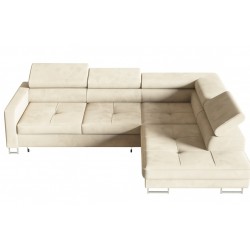 MERY Narożnik rozkładany z regulowanymi zagłówkami na szerokich nóżkach