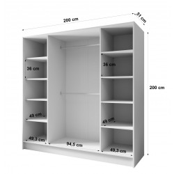 ORTO Szafa 200 gładka z uchwytami, bez lustra - Zdjęcie 7