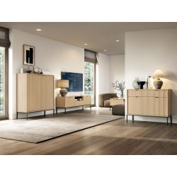 NEW komoda wysoka K104 w kolorze Dąb Vicenza na czarnych wysokich nogach - Zdjęcie 6