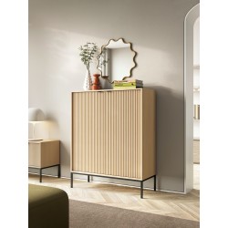 NEW komoda wysoka K104 w kolorze Dąb Vicenza na czarnych wysokich nogach - Zdjęcie 5