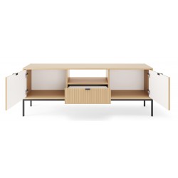 NEW szafka RTV nowoczesna w kolorze Dąb Vicenza na czarnych wysokich nogach - Zdjęcie 4