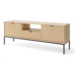 NEW szafka RTV nowoczesna w kolorze Dąb Vicenza na czarnych wysokich nogach - Zdjęcie 2