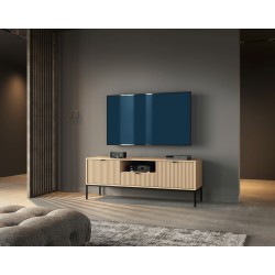 NEW szafka RTV nowoczesna w kolorze Dąb Vicenza na czarnych wysokich nogach - Zdjęcie 5