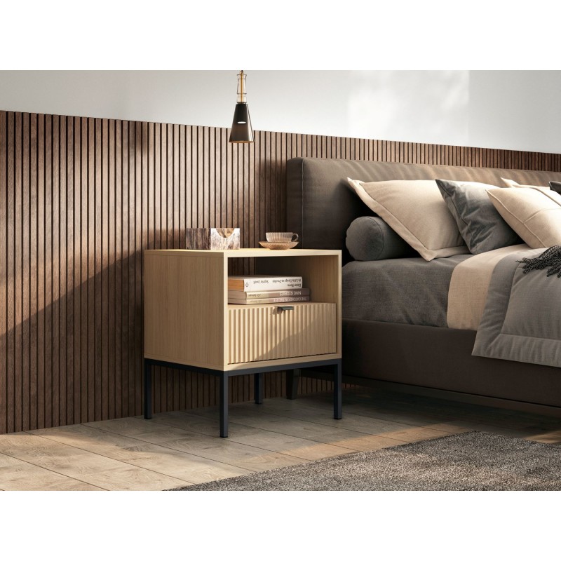 NEW szafka nocna w kolorze Dąb Vicenza na czarnych nóżkach