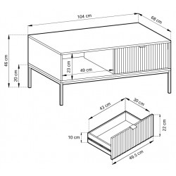 NEW nowoczesna ława kawowa do salonu w kolorze Dąb Vicenza na czarnych wysokich nogach - Zdjęcie 4