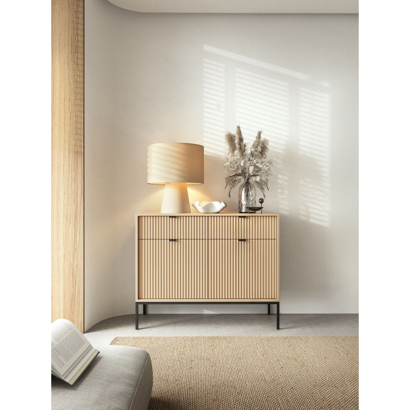 NEW komoda KSZ104 w kolorze Dąb Vicenza na czarnych wysokich nogach