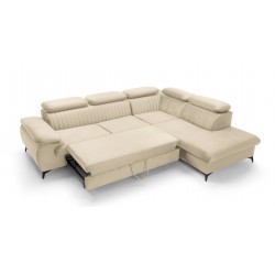 BEL Narożnik z funkcją spania, regulowanymi zagłówkami, na czarnych nóżkach - Zdjęcie 3