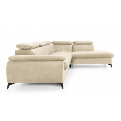 BEL Narożnik z funkcją spania, regulowanymi zagłówkami, na czarnych nóżkach - Zdjęcie 6