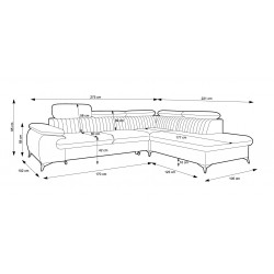 BEL Narożnik z funkcją spania, regulowanymi zagłówkami, na czarnych nóżkach - Zdjęcie 8