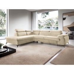 BEL Narożnik z funkcją spania, regulowanymi zagłówkami, na czarnych nóżkach - Zdjęcie 7