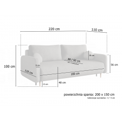 LIA Wygodna Kanapa na wysokich nóżkach z dekoracyjnymi poduszkami w tkaninie Bubble - Zdjęcie 3